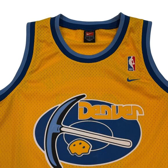 Vtg Denver Nuggets Carmelo Anthony #15 Jersey Mens Large Yellow Nike +2 Length - Picture 3 of 10
